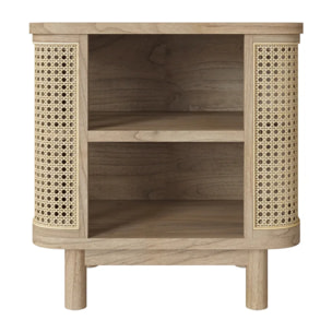 Table de chevet en bois massif et cannage - Antik