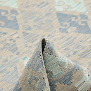 Tapis kilim au motif géométrique, tissage plat naturel, OJAG