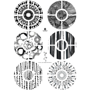 Stickers Muraux décoration adhésifs cercles designs gris et noirs