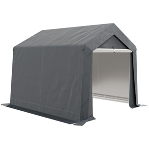 Abri de jardin, tente de stockage, 3 x 3 m, imperméable et anti-UV, cadre en acier galvanisé et grande porte, abri de vélo garage pour extérieur, gris foncé