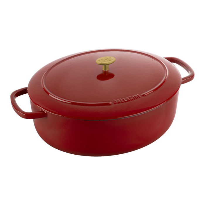Cocotte en fonte 37 cm, Ovale, Rouge