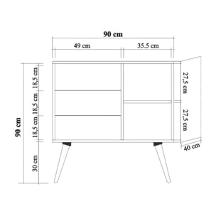 Cassettiera Dferrett, Settimino multiuso, Comò camera da letto, Mobile con cassetti, 90x40h90 cm, Quercia