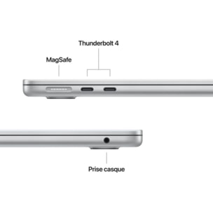 Ordinateur Apple MACBOOK Air 13" Puce M5 CPU 10 / GPU 8 coeurs Mémoire RAM 16Go Stockage 512Go SSD Argent