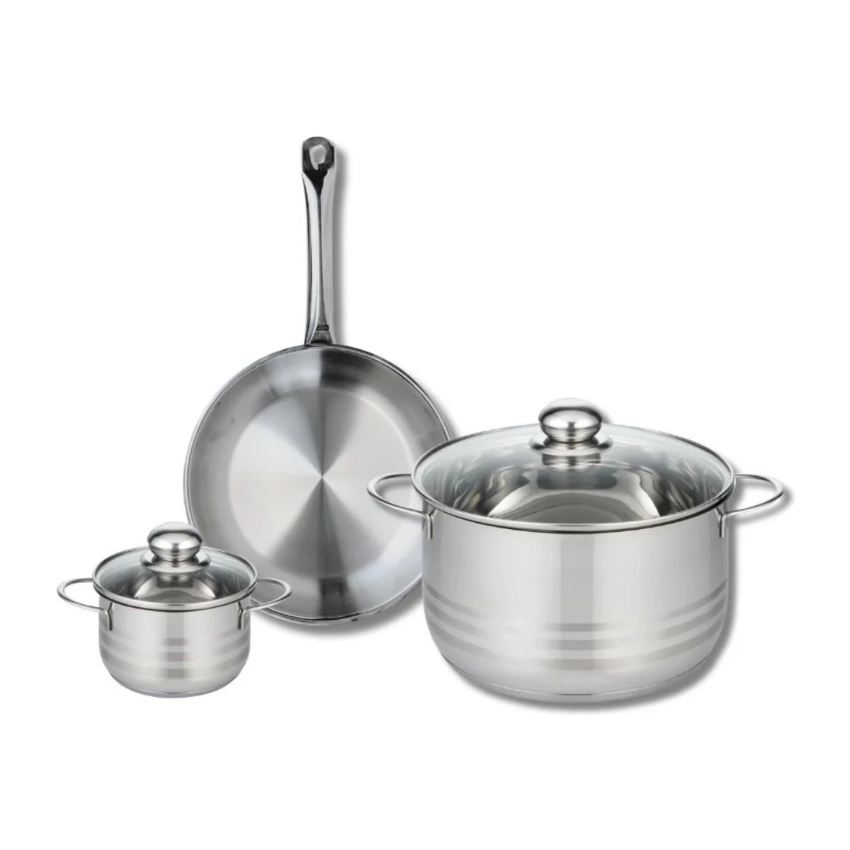 Ensemble de 1 Poêle de cuisson 24 cm et 2 faitouts 12 et 24 cm Elo Profi Brillant
