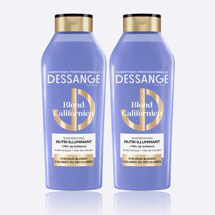 Dessange Blond Californien Shampooing Nutri-illuminant Cheveux Blonds, Colorés ou Décolorés 280ml Lot de 2