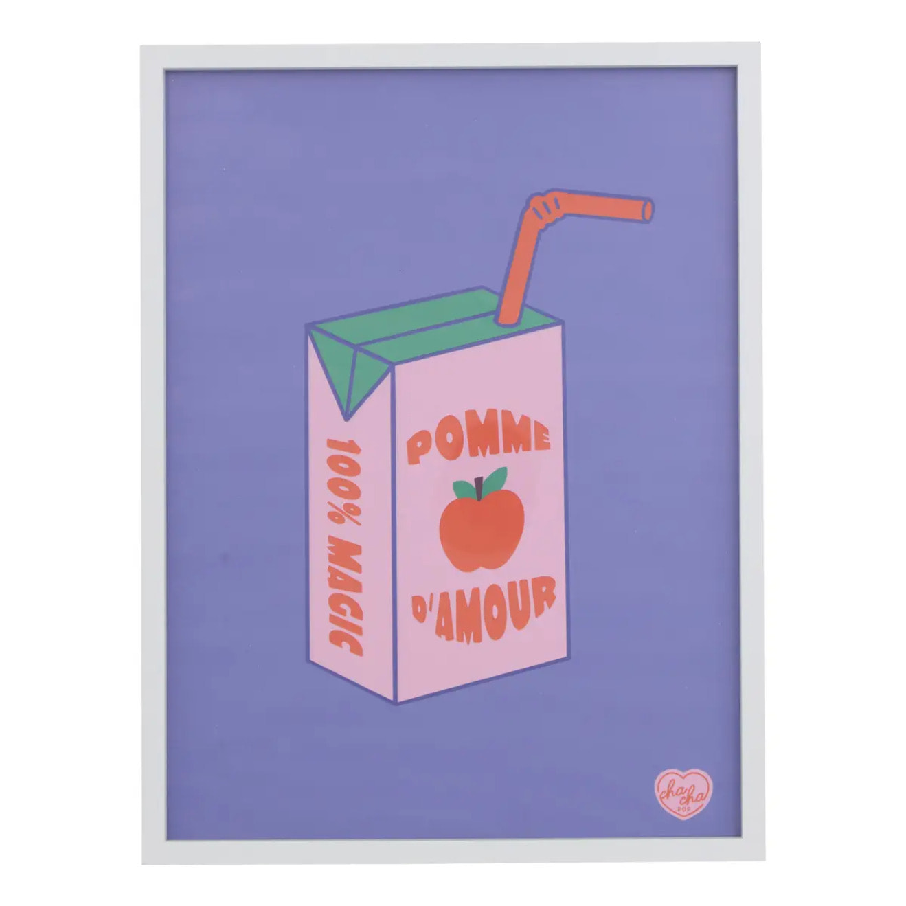 Toile Cha Cha Pop avec Cadre Blanc 31,5x2x41,5 cm