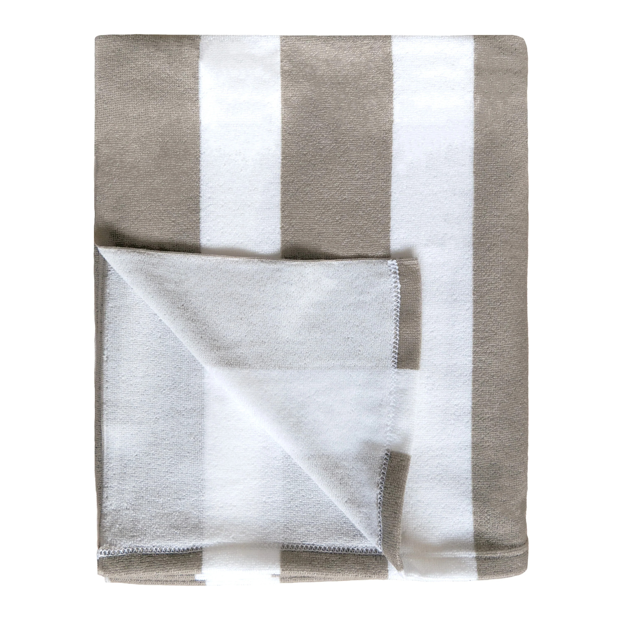 Serviette de plage microfibre - Rayada Taupe - 140x170cm - 220g/m²