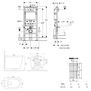 Duofix pack WC bâti-support + WC suspendu sans bride Ceramia avec abattant SoftClose + plaque (GEBCE14WT01-FR)