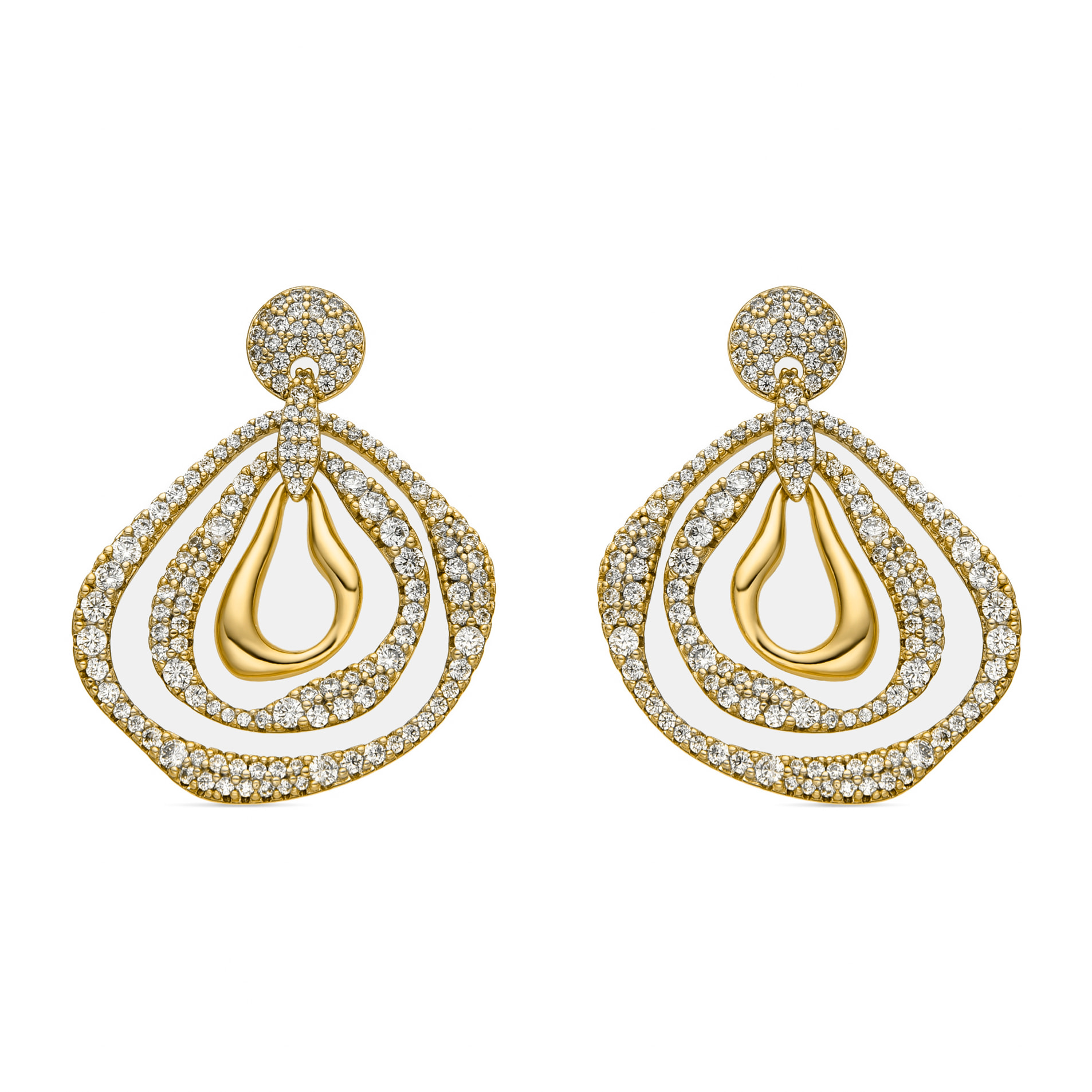 Pendientes con Circonita Brillante acabado oro 18k