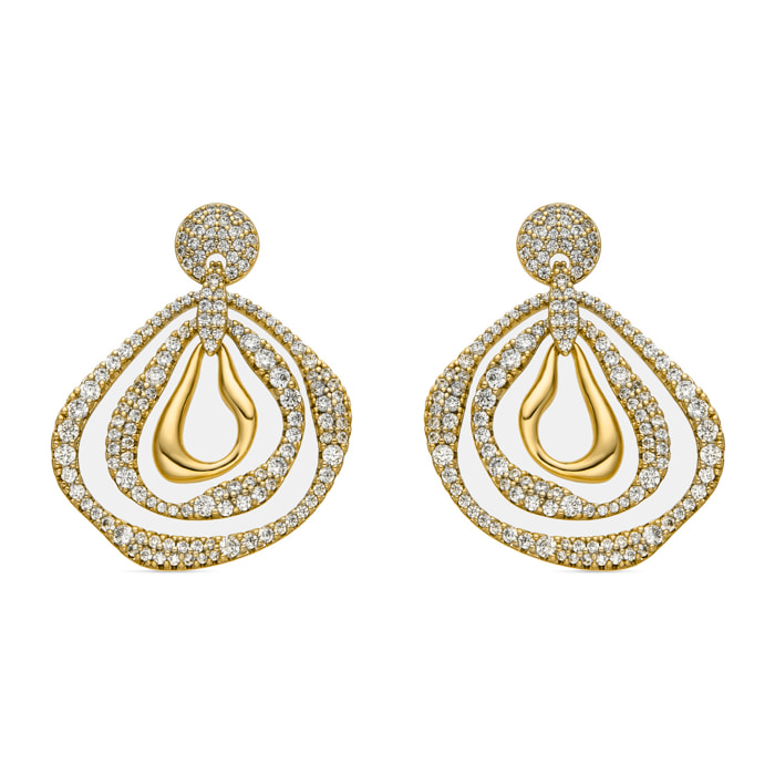Pendientes con Circonita Brillante acabado oro 18k