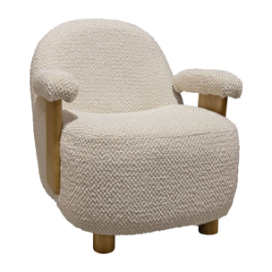 Fauteuil en bouclette écru et structure en bois ULYSSE
