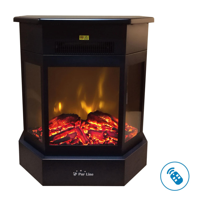 Cheminée électrique 2kW acier noir et télécommande