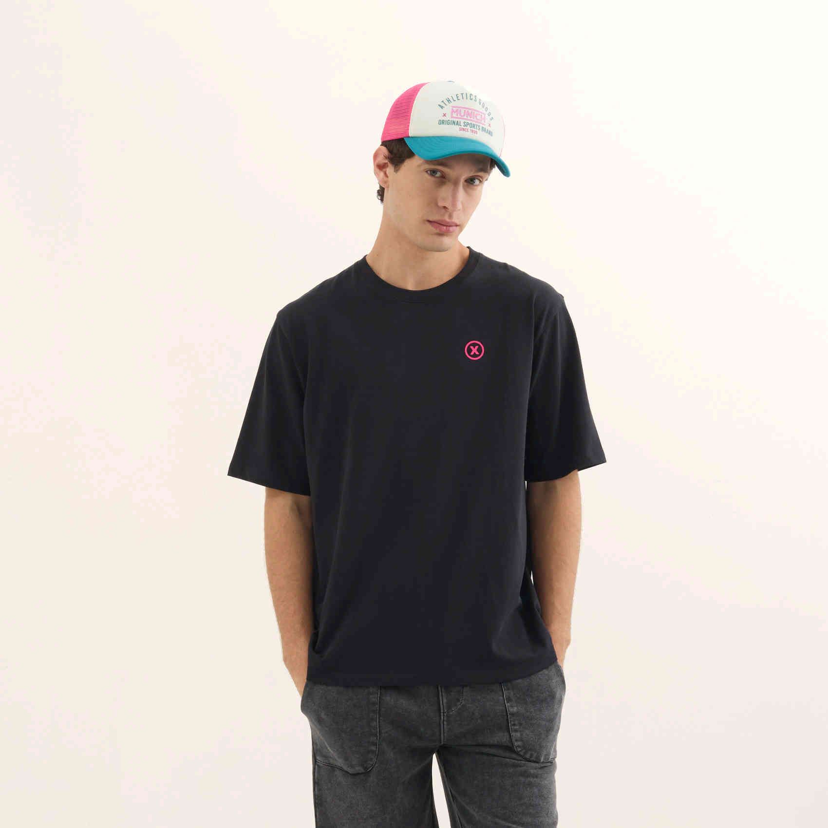 Camiseta Estilo Urbano Oversize Algodón Orgánico Antracita STREETWEAR T-SHIRT ANTHRACITE