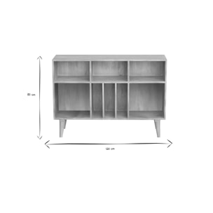 Buffet ouvert meuble de rangement bouteilles ou vinyles en bois manguier massif L120 cm ISIDRO