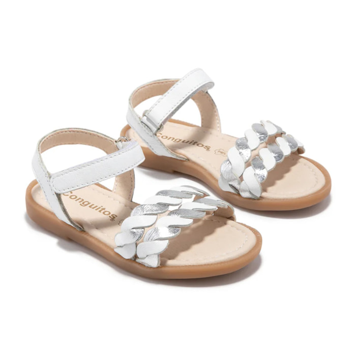 Sandalias Trenza Blanco Plata