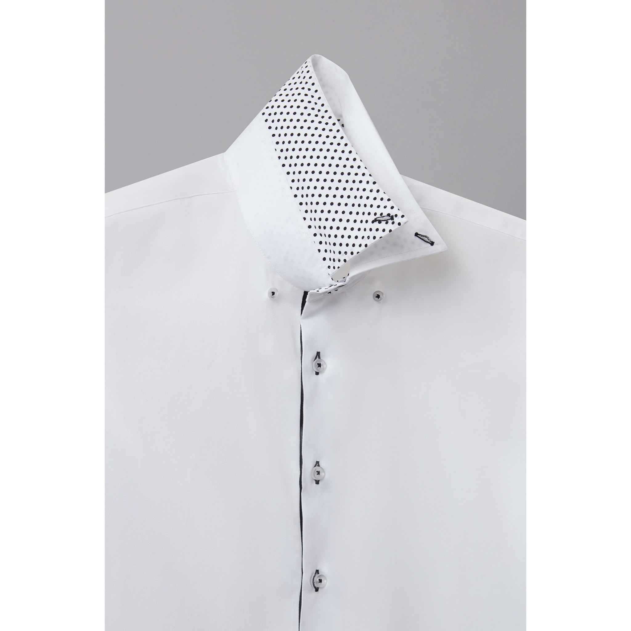 Camicia Uomo 2 Bottoni Button Down Slim Satin Unito Bianco