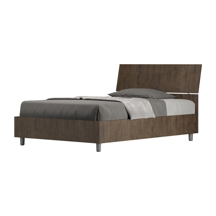 Letto una piazza e mezza con rete 120x200 testata inclinata noce Demas