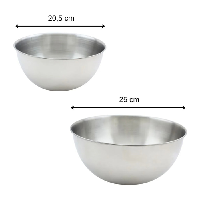 Set de 2 bols à mixer en inox 20,5 et 25 cm Fackelmann Basic