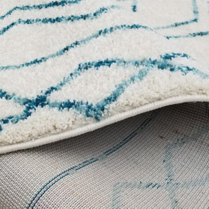 Tapis Manu crème et vert motif traditionnel berbère