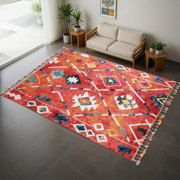 Tapis GIba rouge motif traditionnel berbère