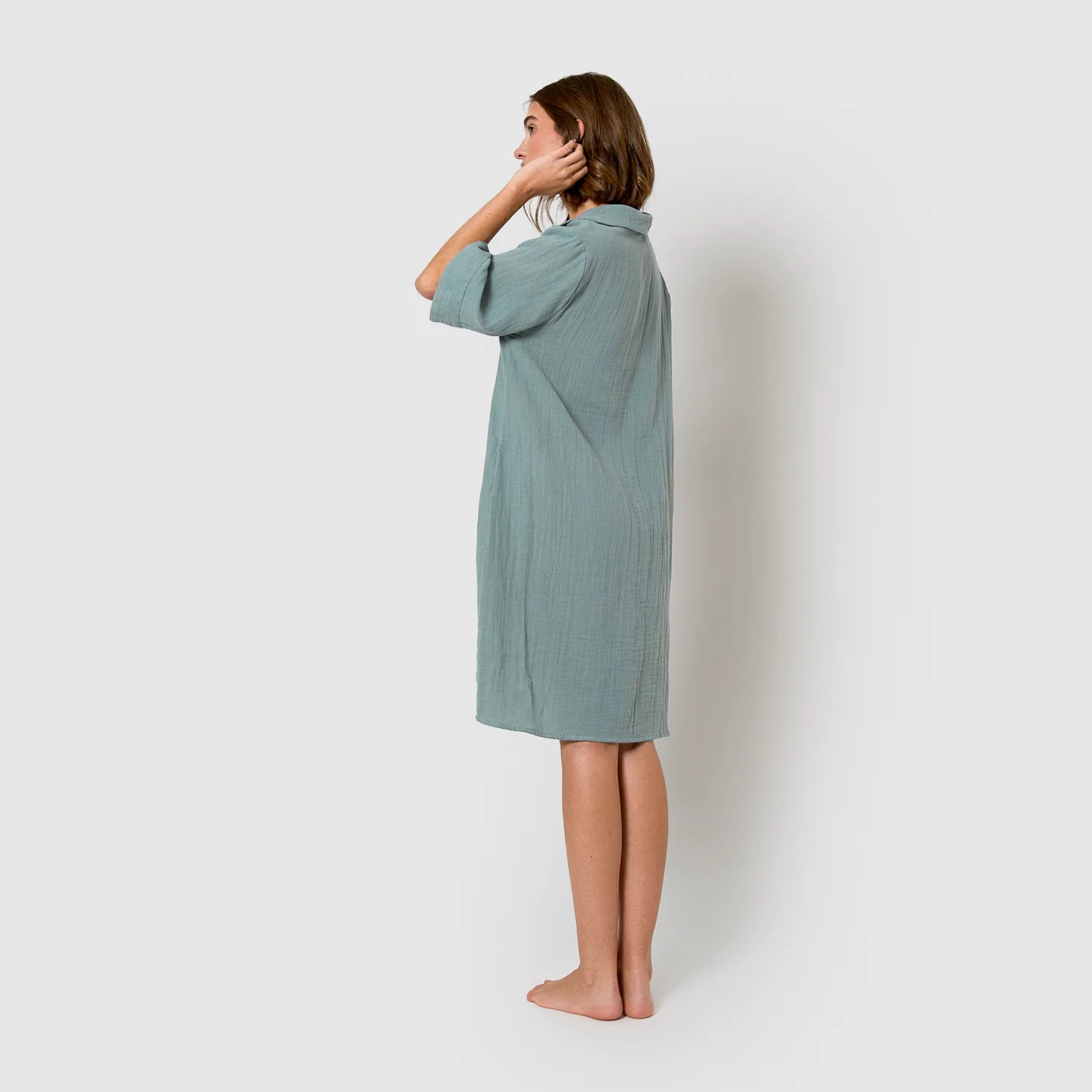 Vestido corto muselina índigo