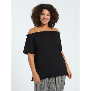 Fiorella Rubino - T-shirt off shoulders in jersey di viscosa - Nero