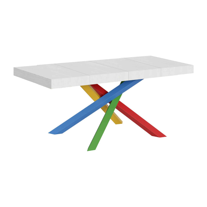 Mesa extensible 90x140/244 cm Volantis Premium Fresno Blanco estructura multicolor 4/B
