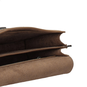 Borsa a tracolla da donna Made in Italy - Celeste Prime - Pelle scamosciata - 24.0 x 15.0 x 7.0 cm