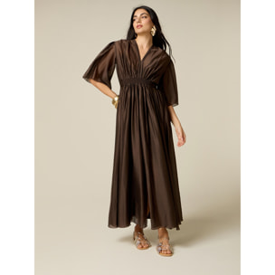 Oltre - Vestito lungo misto lyocell - Marrone
