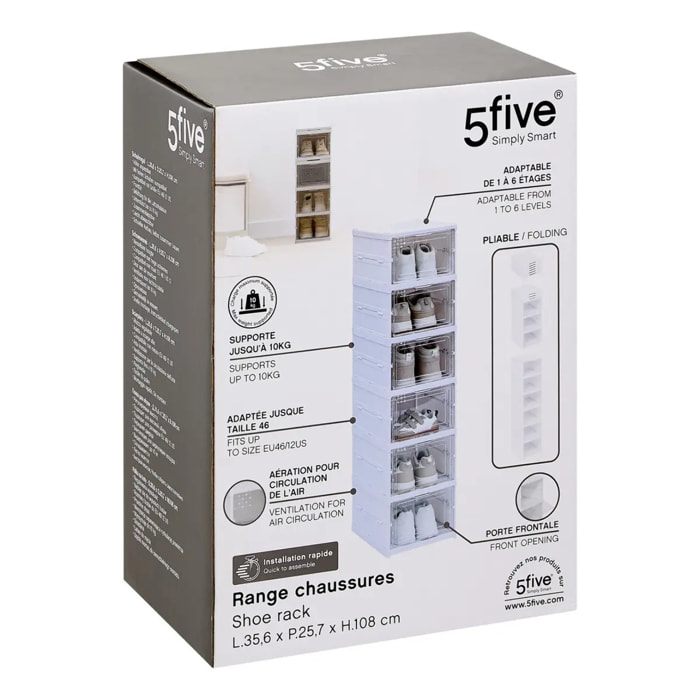 Range-chaussures Fold'n Box 6 paires blanc
