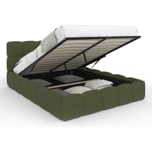 Lit coffre Bubble 140x190cm bouclette vert kaki