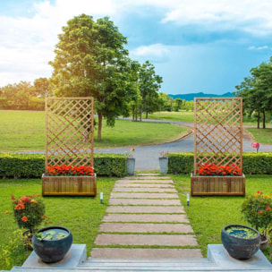 Dorothy - Fioriera in legno di cedro impregnato con spalliera H180 cm - ebony