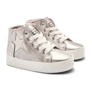 Zapatillas Altas de Niña Estampado Estrella Plata