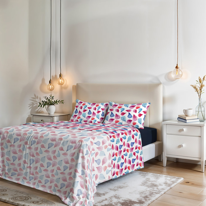COMPLETO LETTO FANTASY, 100% Microfibra - PETALI