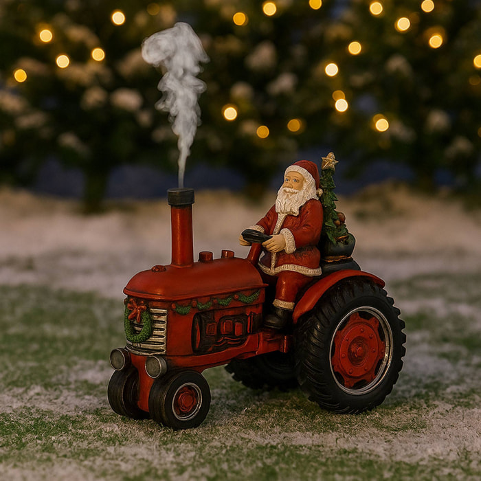 Tractor papá noel con pulverizador de niebla, sonido y luces led multicolores