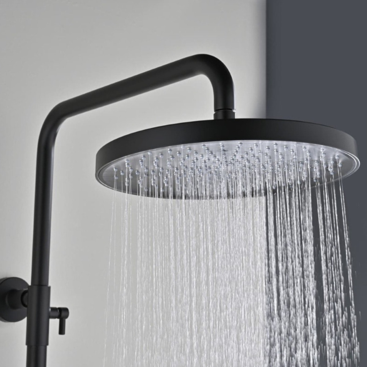 Ensemble bain/douche 3 jets avec mitigeur thermostatique baignoire + douche de tête + douchette à main, noir mat (SATSSTVKC)