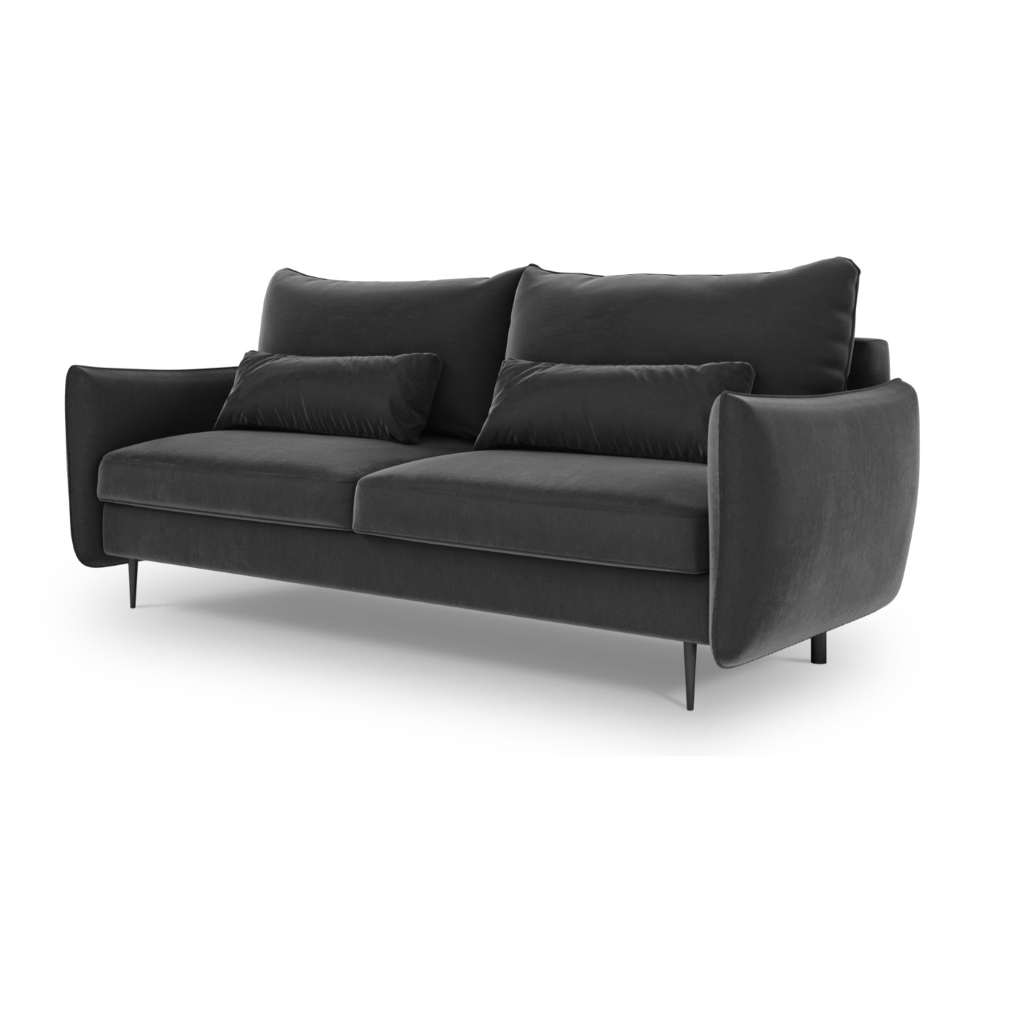 Canapé convertible avec coffre de rangement "Vermont" 3 places en velours gris foncé