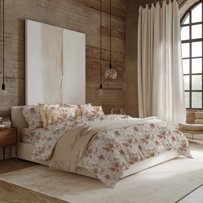 COTONISSIMI Completo Letto Peonys in 100% puro cotone_Matrimoniale