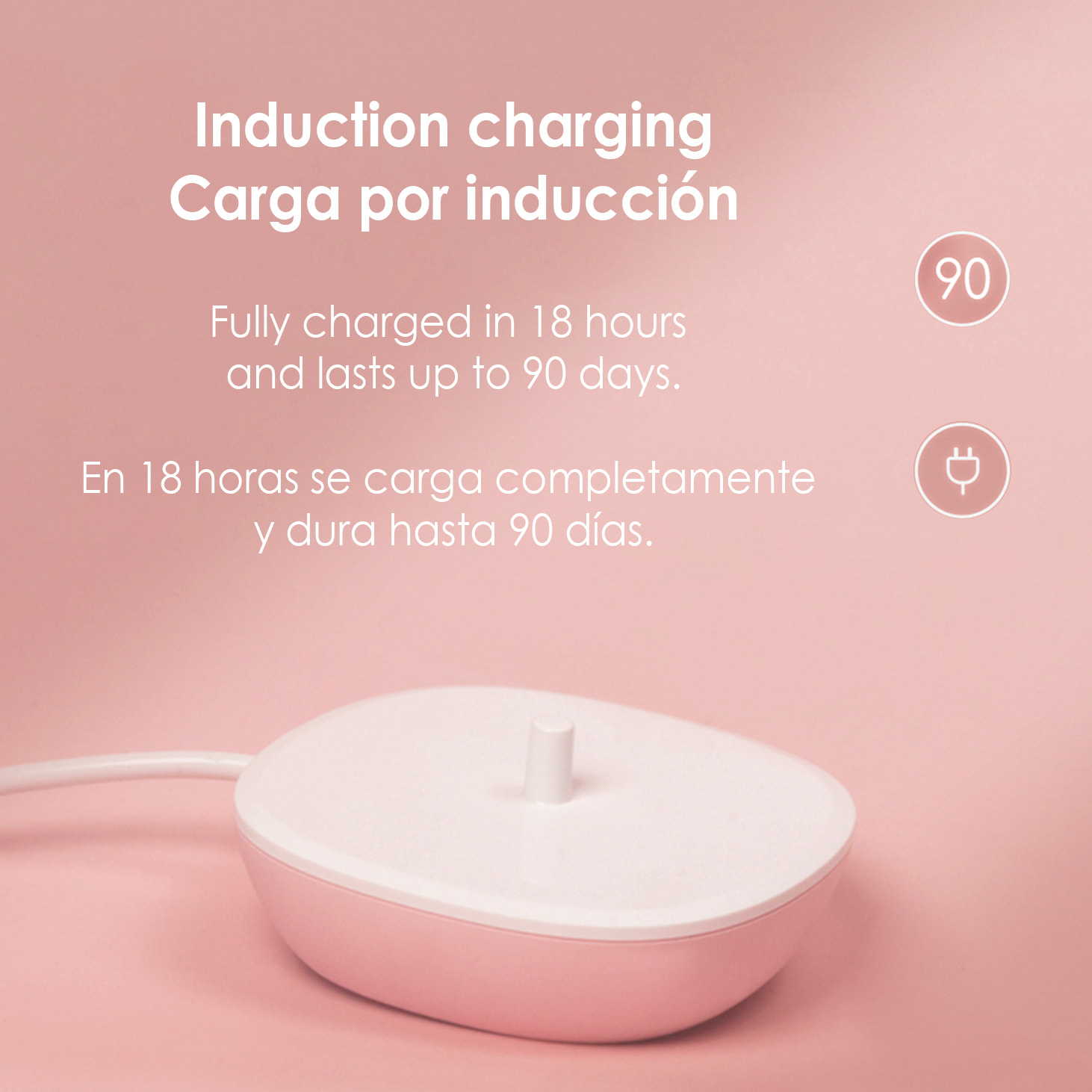 Cepillo dental eléctrico sónico ET06 con 4 modos de cepillado y base de carga. Incluye 2 cabezales.
