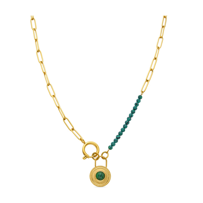 Collar de Malaquita acabado en oro amarillo de 18K- Mossir