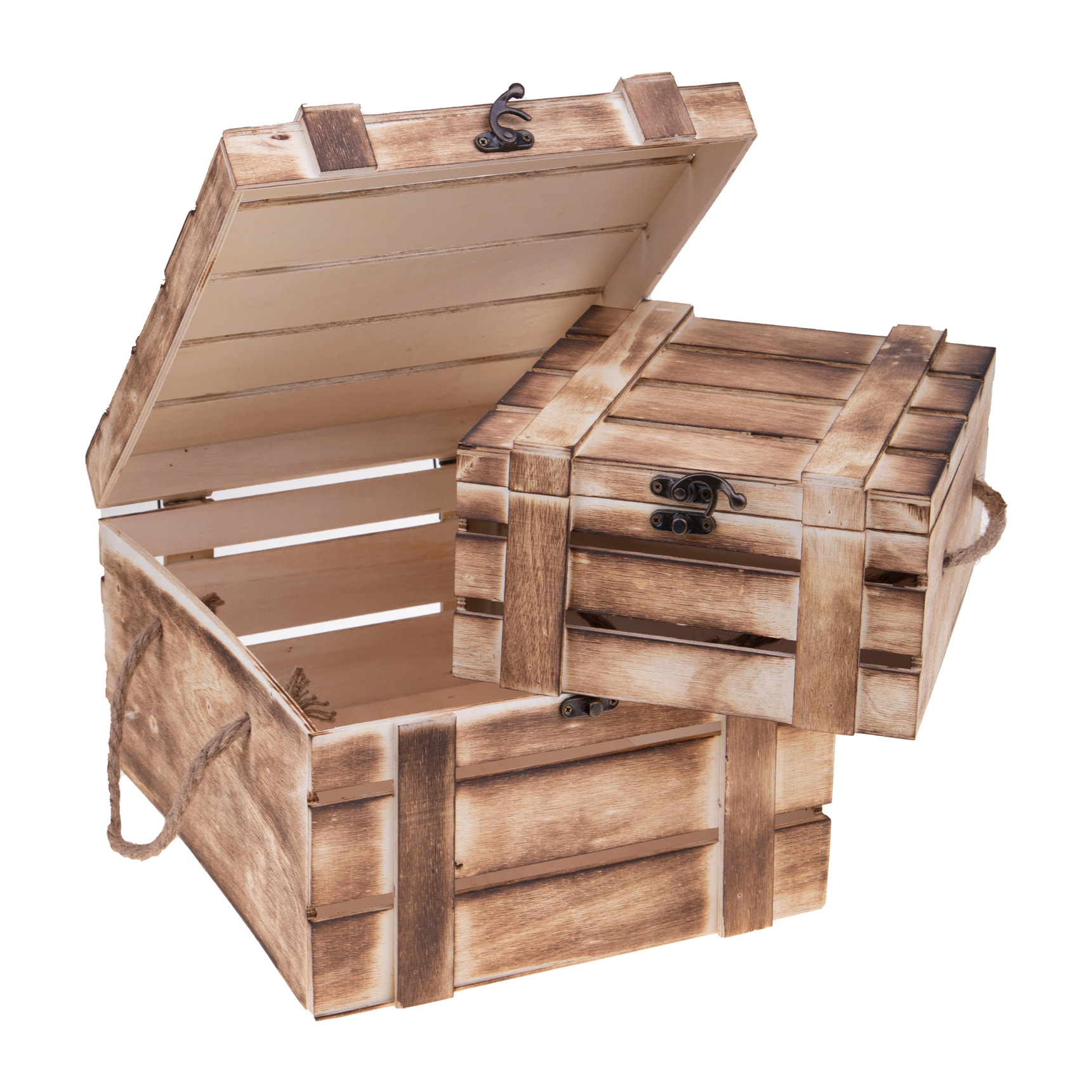 Set Di 2 Baule In Legno. Larghezza 32 Cm - Pezzi 1 - 32X16X25cm - Colore: Marrone - Bianchi Dino - Decori Casa E Complementi