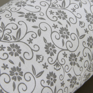 Coussin polochon déhoussable imprimé floral coton CHARME blanc