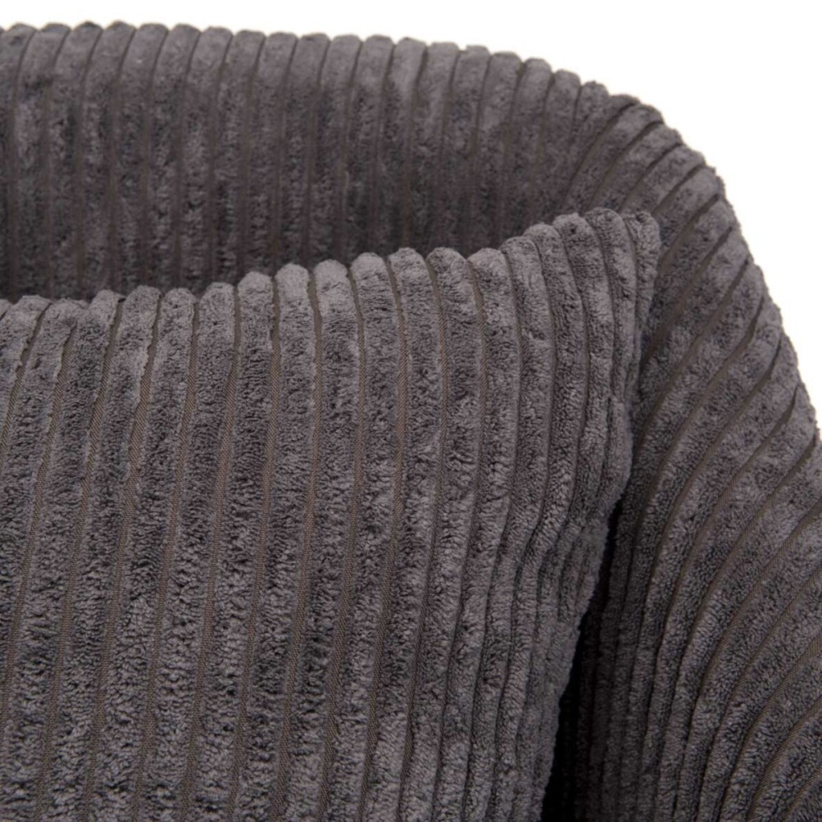 AGATHE - Fauteuil tissu velours cotelé gris anthracite pieds évasés métal