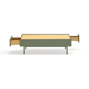 Mesa de centro Arista con 2 cajones verde
