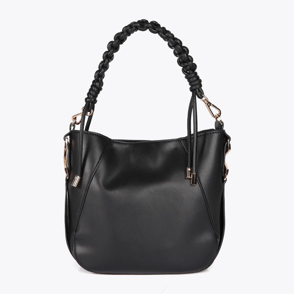 Borsa con manico intrecciato effetto pelle