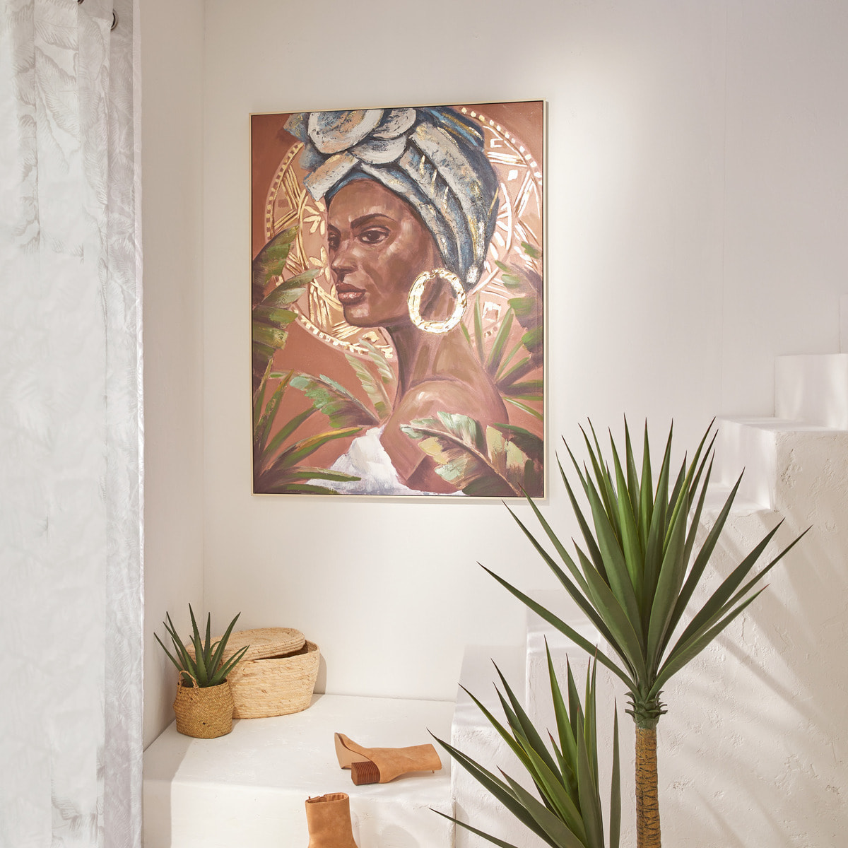 Toile peinte encadrée "Macarena" marron 122x92cm