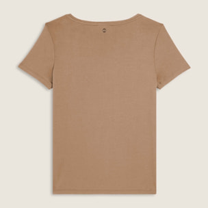 T-shirt donna con logo strass e glitter