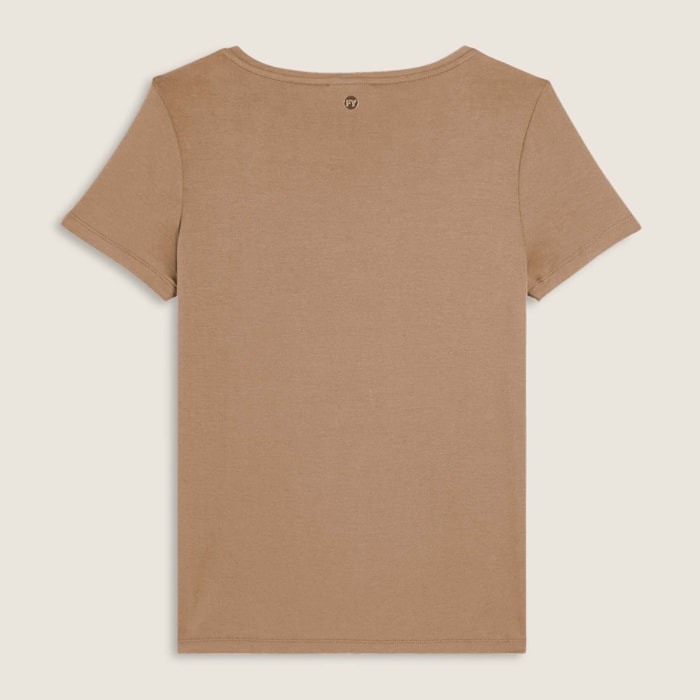 T-shirt donna con logo strass e glitter