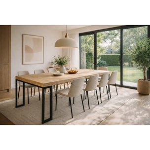 EMILIA Table console extensible 8-10 personnes effet bois 235cm