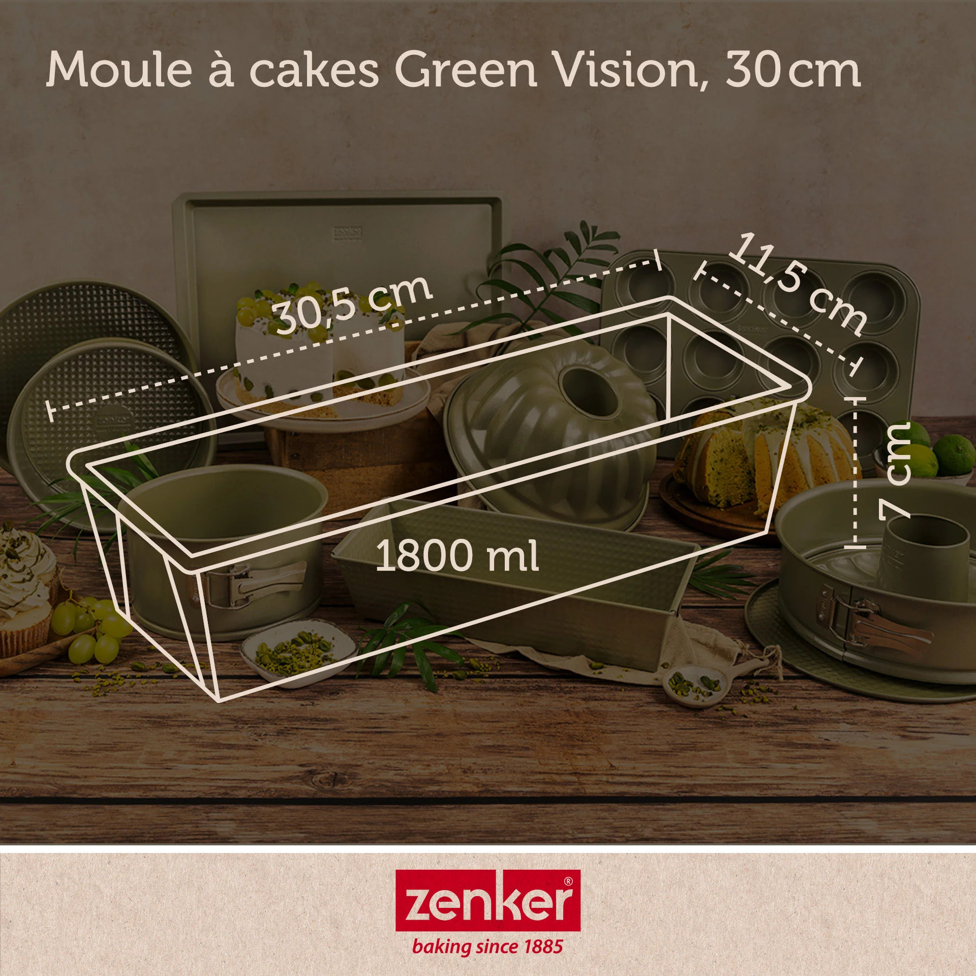 Moule à cake 30 cm Zenker Green Vision